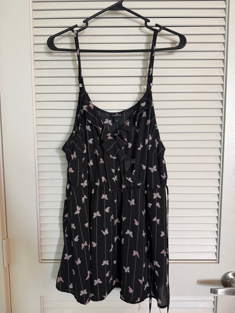 Torrid Black Butterfly Print Ruffle Cami Dress
